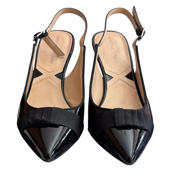 Adrienne Vittadini Black Patent Leather Bow Career Special Occasion 3” Heels 9 - Picture 4 of 8